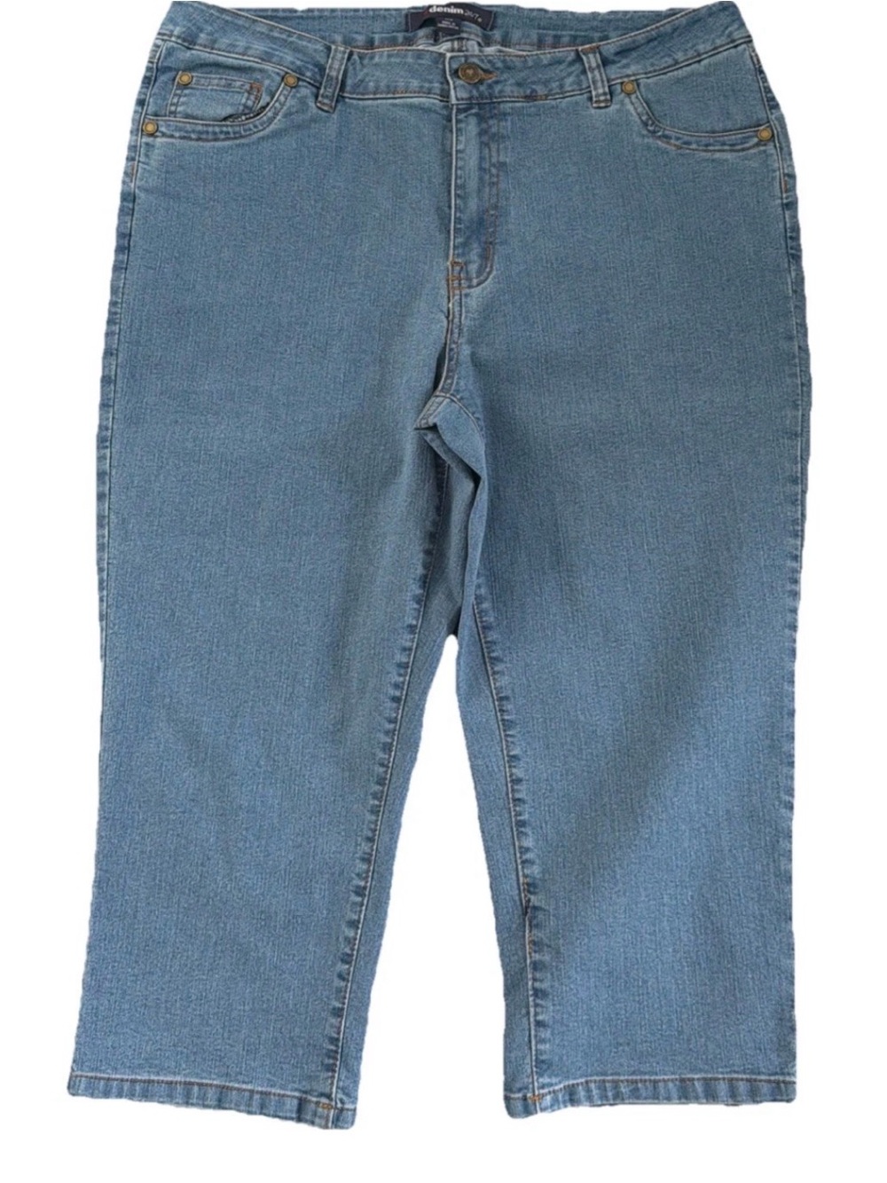 Denim 24/7 Women’s Relaxed Fit Crop Ankle Capri Jeans Blue Size 14W